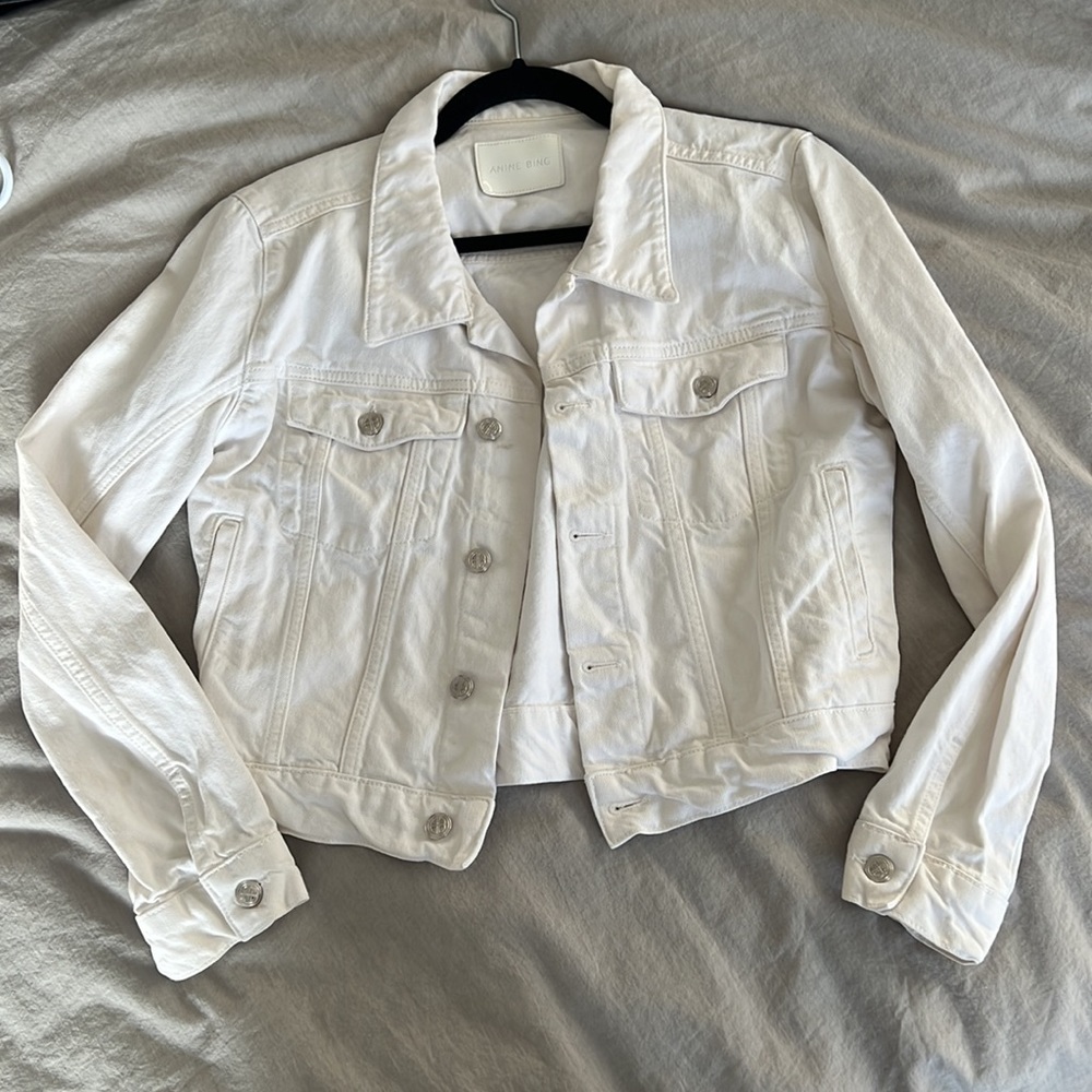 Anine Bing Rhy White Denim Jacket XS